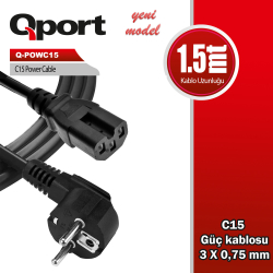 Qport 1.5M C15 G&Uuml;&Ccedil; Kablosu (Q-Powc15)