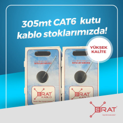 Erat Cat6 U/Utp Lsoh Gri 23 Awg 305M Makara 4X2X23#