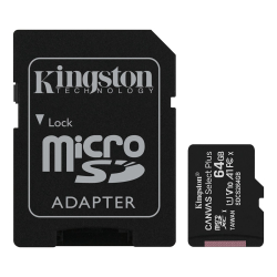 Kingston 64Gb Canvas Select Plus Microsdxc 100R A1 C10 Card + Adapter