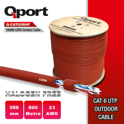 Qport Lszh 500M Makarali Outdoor Kırmızı 23Awg 0.58Mm Kablo (Q-Cato2Rhf)