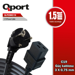 Qport 1.5M C19 G&Uuml;&Ccedil; Kablosu (Q-Powc19)